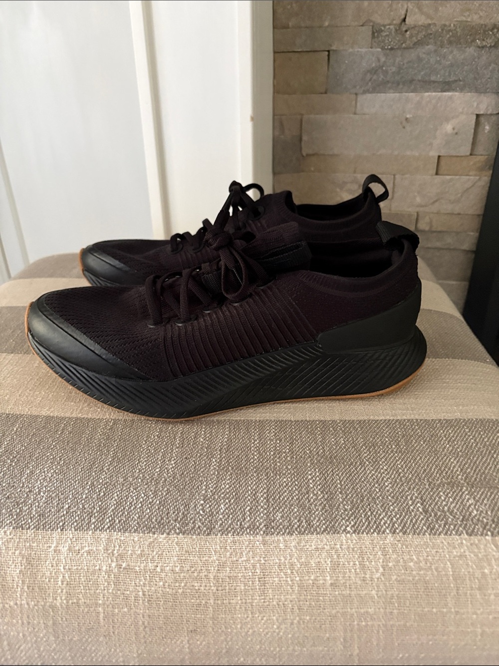 allbirds Men's Black Athletic Knit Sneakers with Gum Outsole